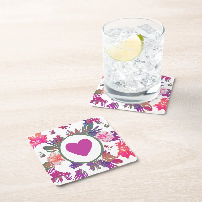 MVB  Array of Love Bouquet  Design Square Paper Coaster (Insitu)