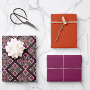 MVB Double Diamond Tribal Mauve Pattern Wrapping Paper Sheet