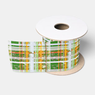 MVB Fall Plaid Green/Orange/Yellow Design Satin Ribbon