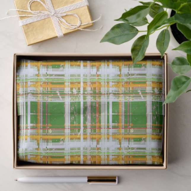 MVB Fall Plaid Green/Orange/Yellow Design Tissue Paper (Gift)
