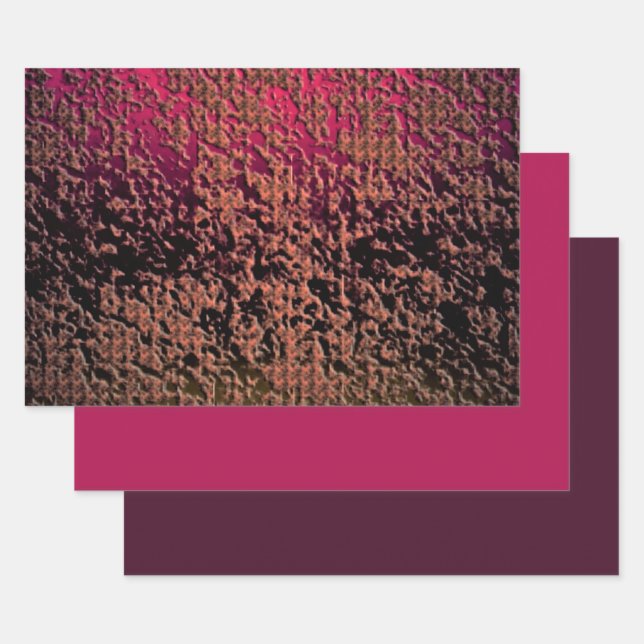 MVB Faux Mauve Abstract Texture Design Wrapping Paper Sheet (Set)