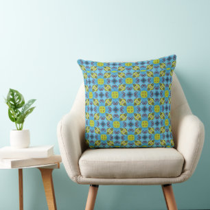 MVB Geo Sky Blue with a touch of yellow Desig Cushion