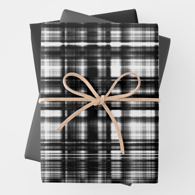 MVB Lumber Jack Black & Grey Plaid Wrapping Paper Sheet (In situ)