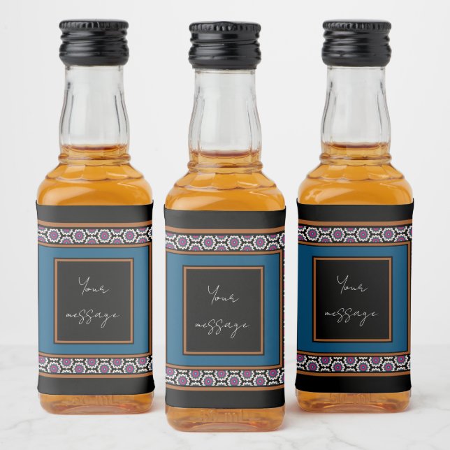 MVB Mexican Monogram Able Accent Border design  Liquor Bottle Label (Bottles)