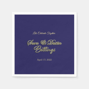 MVB Navy Faux Metallic Gold Design Napkins