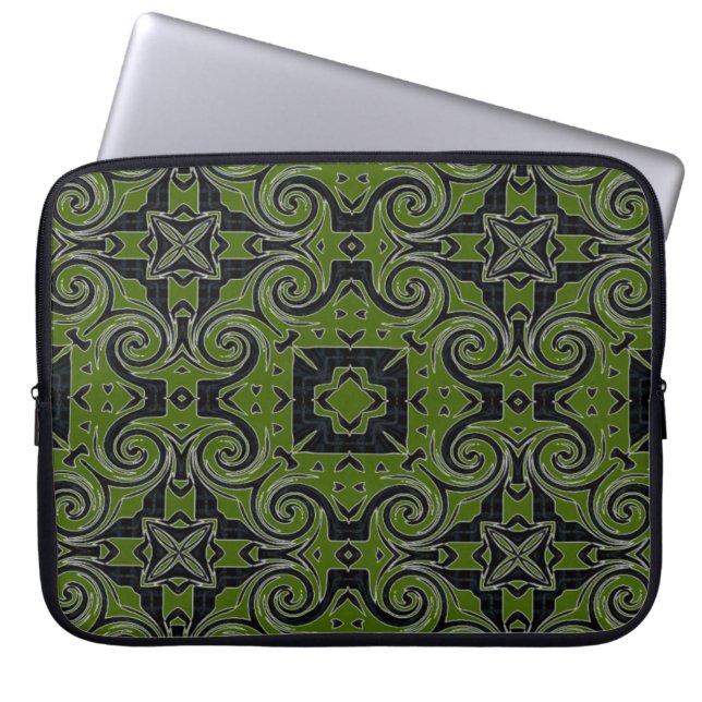 MVB Quad Twirl Design-Green Laptop Sleeve (Front)