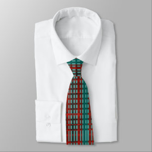 MVB Red Teal Plaid Pattern Tie