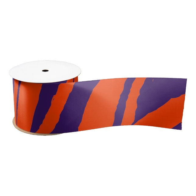 MVB Tiger Stripes Design- Orange & Purple Satin Ribbon (Spool)