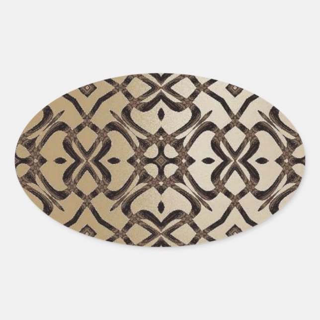 MVB X Lace Pattern Sticker- Champagne & Brown Oval Sticker (Front)