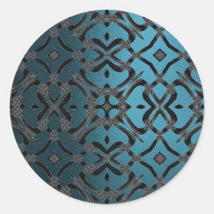 MVB X Lace Pattern Sticker- Trendy Metalic Blue Classic Round Sticker