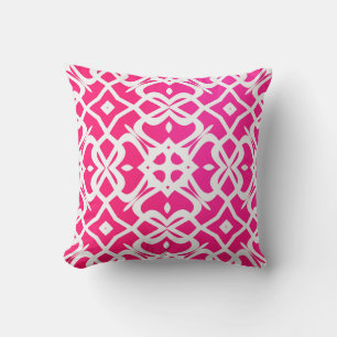 MVB X Pattern Throw Pillow- Hot pink and White Cushion