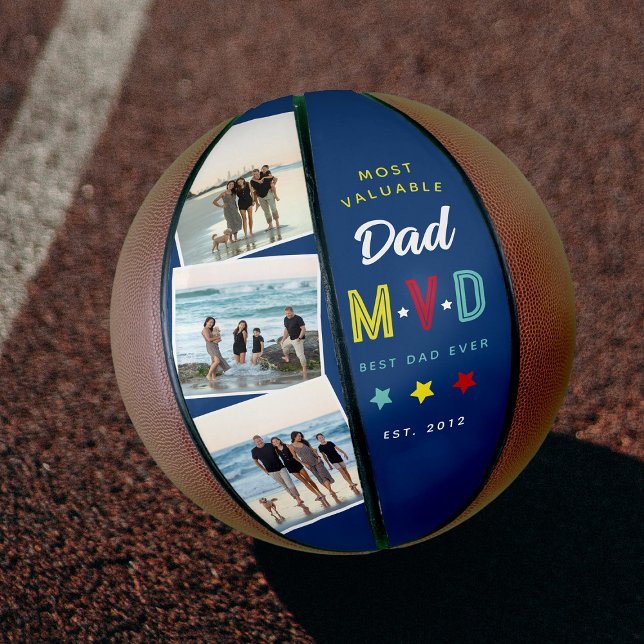MVD - Most Valuable Dad Custom 3 Photo Keepsake Basketball (Creator Uploaded)