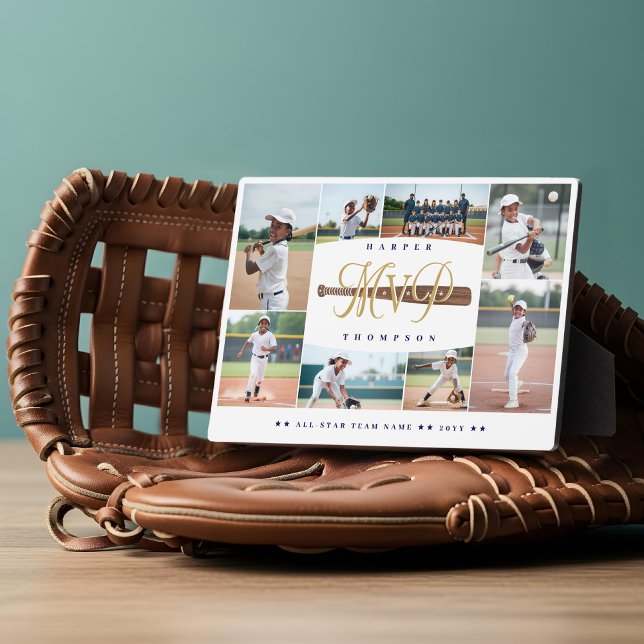 MVP Baseball Player Sports Photo Collage Keepsake Plaque (MVP Baseball Player Sports Photo Collage Keepsake Plaque)