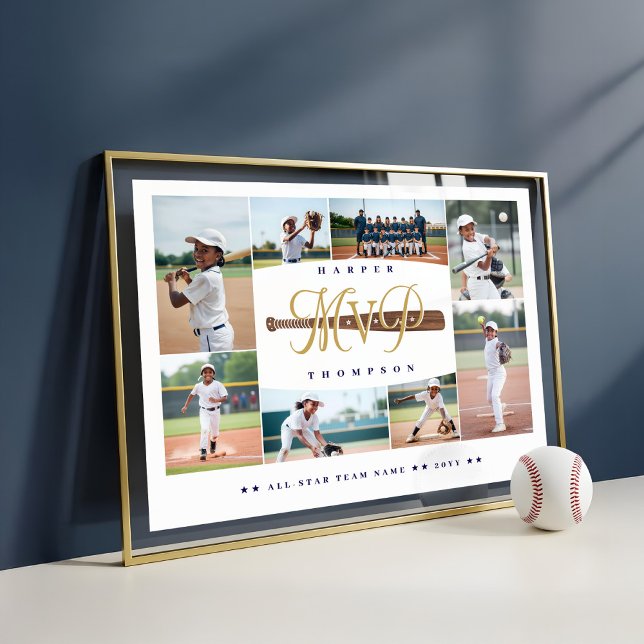 MVP Baseball Player Sports Photo Collage Keepsake Poster (MVP Baseball Player Sports Photo Collage Keepsake Poster)