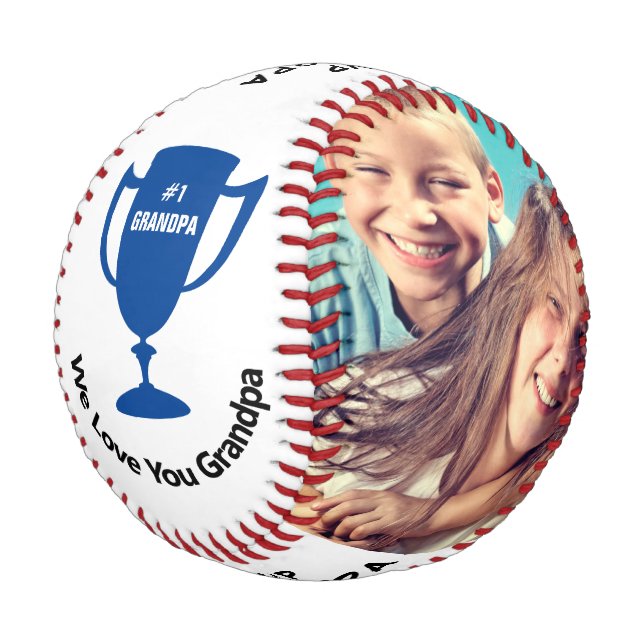 MVP Best Ever Grandpa Personalised Photos Baseball (Angled)