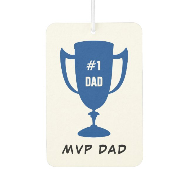 MVP Dad Blue Trophy Personalised Photo Car Air Freshener (Front)
