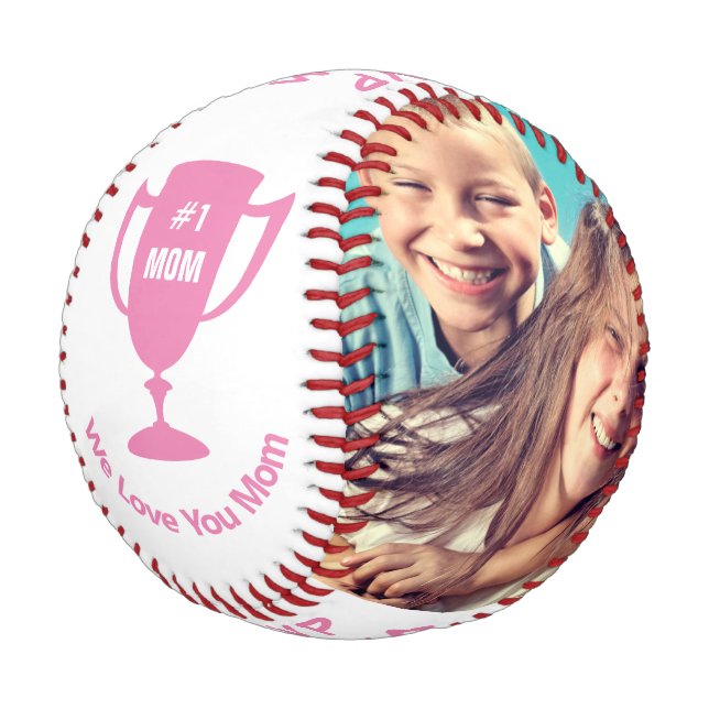MVP Mum Pink Personalised Photos Baseball (Angled)