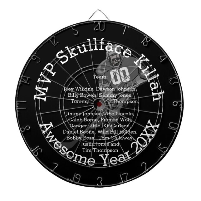 MVP  Name or Nickname, Number & Team Names Dartboard (Front)