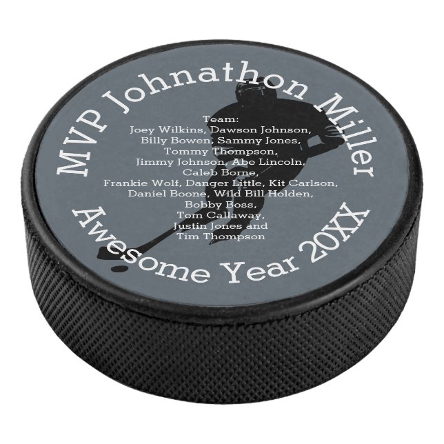 MVP Personalise with Name or Nickname & Team Names Hockey Puck (3/4)