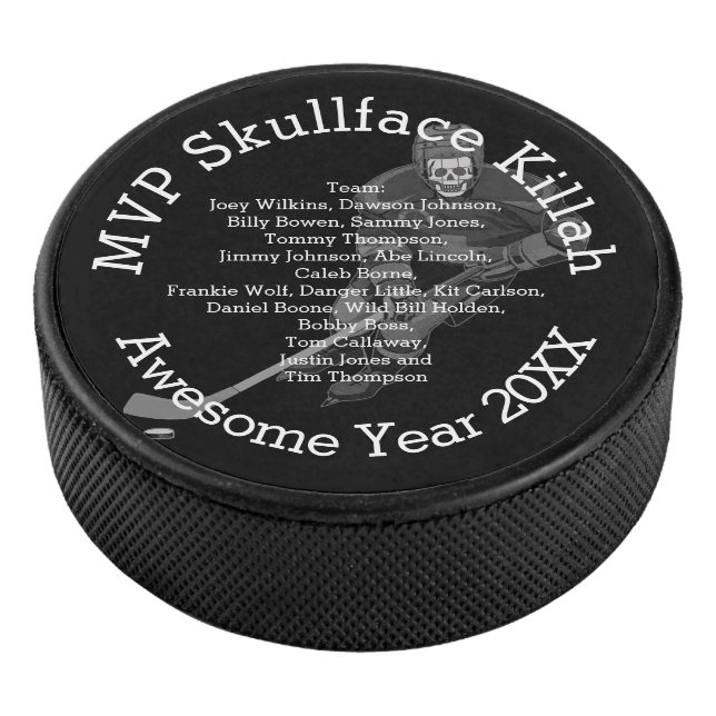 MVP Personalise with Name or Nickname & Team Names Hockey Puck (3/4)