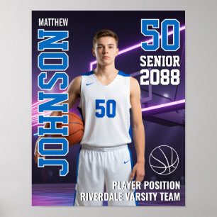 MVP Player Portrait Senior Basketball Photo Sports Poster