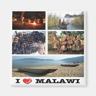 MW - Malawi - I Love - Collage Mosaic Magnet