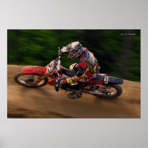 MX Motocross Racer Turning and Burning Poster