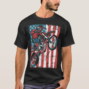 Mx Motocross Us Flag  Biker Bike Dirt Biking 4th O T-Shirt
