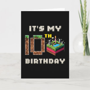 My 10th Birthday Pixel Game 10 Cake Gamer Boys Kid Card