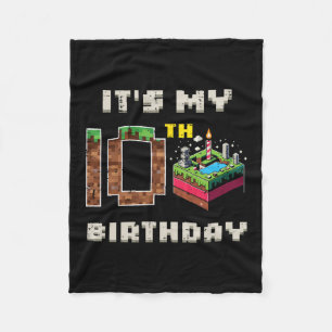 My 10th Birthday Pixel Game 10 Cake Gamer Boys Kid Fleece Blanket