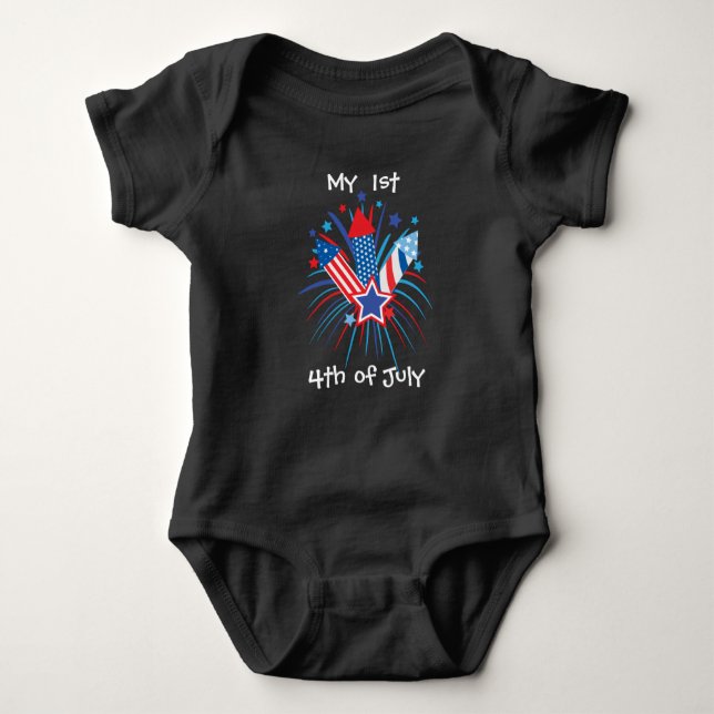 My 1st 4th of July patriotic fireworks Baby Bodysuit (Front)