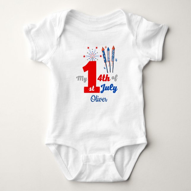 My 1st 4th Of July Personalised Baby Bodysuit (Front)