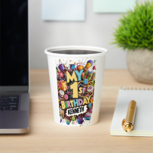 My 1st Birthday Cookies Cake And Balloons Paper Cups