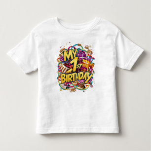 My 1st Birthday Cookies Cake And Balloons  Toddler T-Shirt