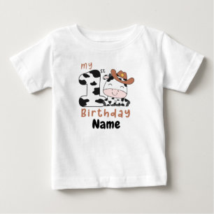 My 1st Birthday Cow, Custom Baby Boy Farm 1st BD T-Shirt