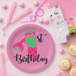 My 1st Birthday Fish Scales Paper Plate