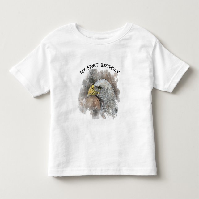 My 1st Birthday water colour drawing eagle Toddler T-Shirt (Front)