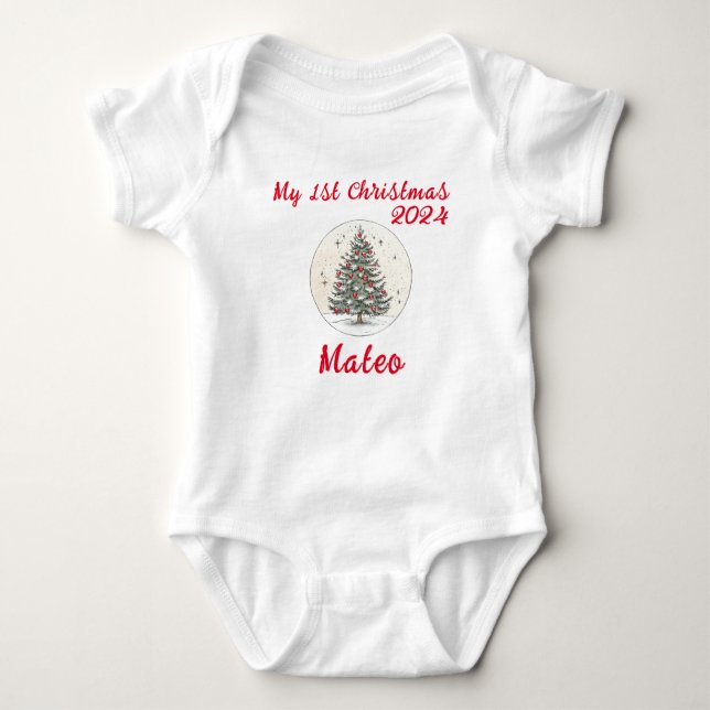 My 1st Christmas 2024, Xmas Baby Gift, Unisex   Baby Bodysuit (Front)