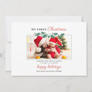 My 1st Christmas Baby Birth Photo Holiday Card