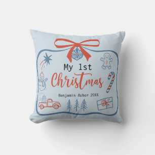 My 1st Christmas Baby Boy Personalised Cushion