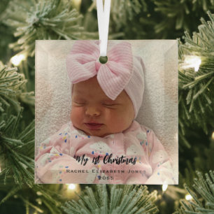 My 1st Christmas Baby Girl Photo Ornament