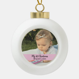My 1st christmas baby photo ceramic ball christmas ornament