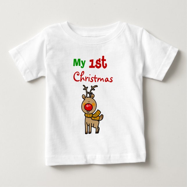 My 1st Christmas (Christmas reindeer) Baby T-Shirt (Front)