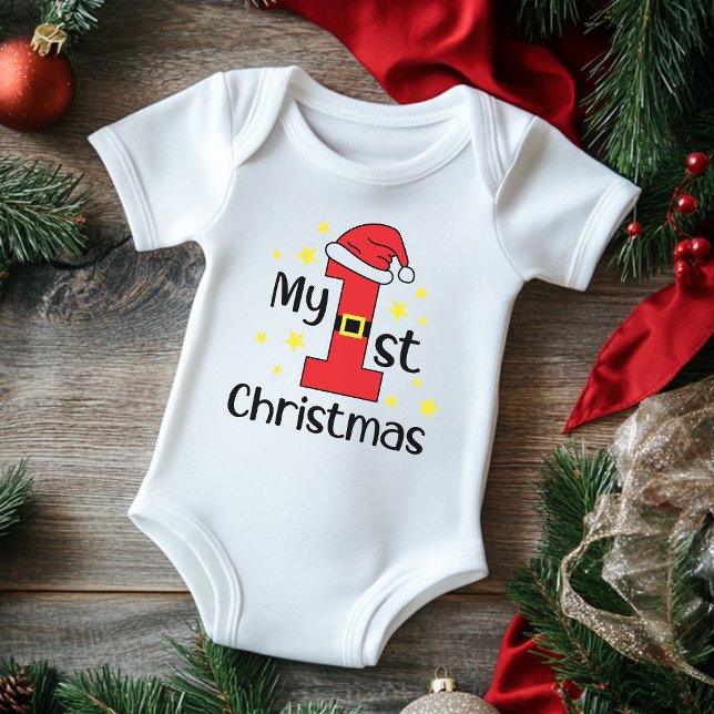 My 1st Christmas Cute Modern Festive Baby Baby Bodysuit (Creator Uploaded)