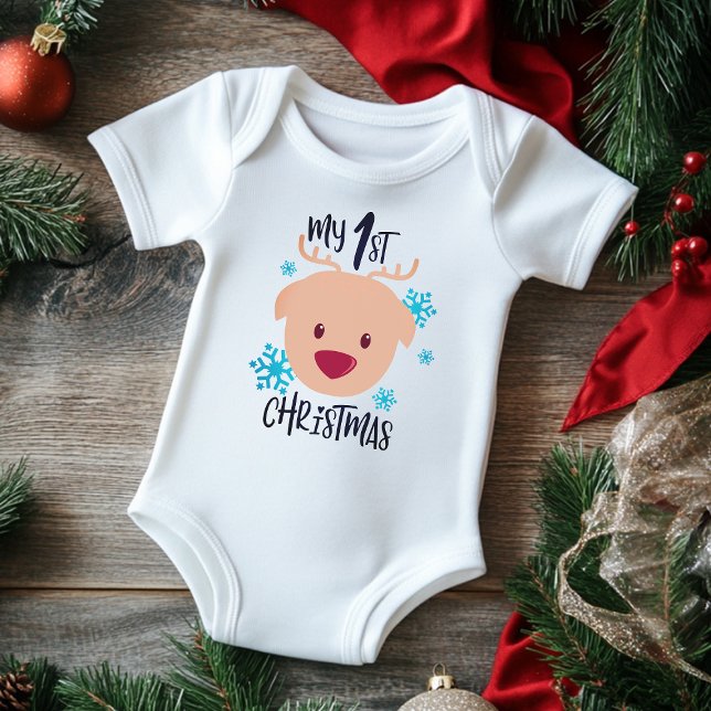 My 1st Christmas Cute Reindeer Baby Bodysuit (Creator Uploaded)