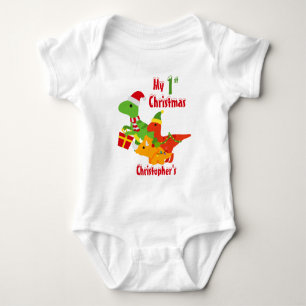 My 1st Christmas Dinosaur T-Rex Baby Bodysuit