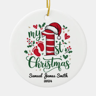 My 1st Christmas Footprints - Custom Ceramic Ornament