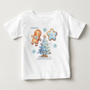 My 1st Christmas Gingerbread Boy Snowy Tree  Baby T-Shirt