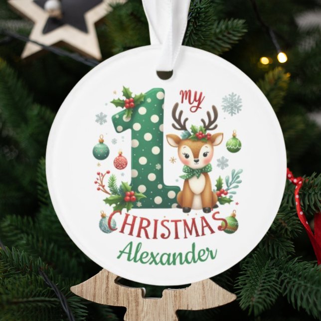 My 1st Christmas Little Reideer Photo Ornament (Creator Uploaded)