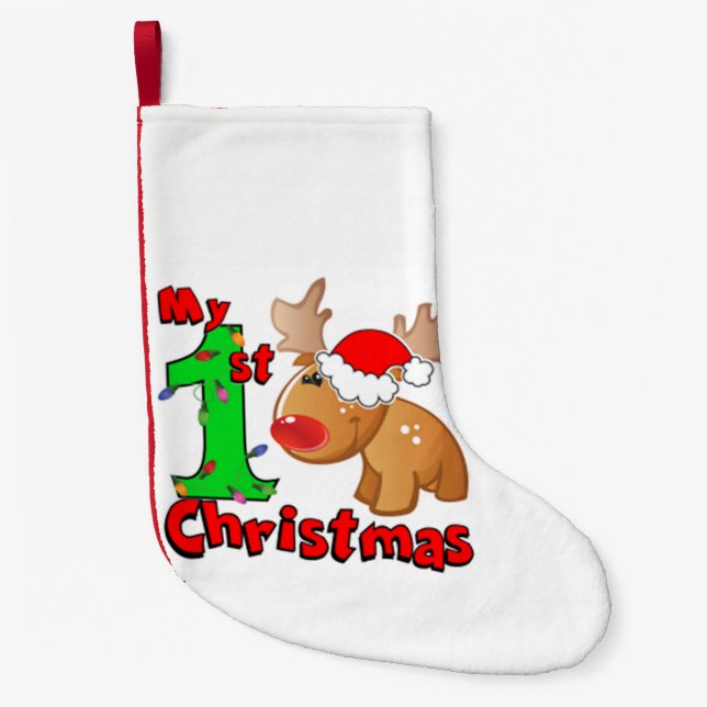 My 1st Christmas Reindeer Small Christmas Stocking (Front)
